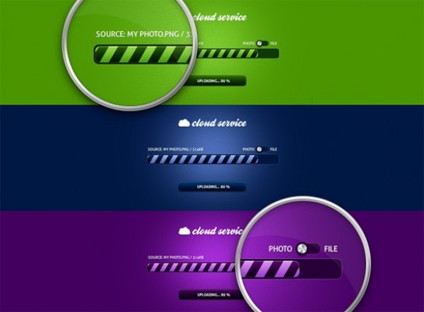 3 Amazing Web UI Progress Bars Retina Ready PSD web upload unique ui elements ui toggle switch stylish stripe set retina ready retina quality purple psd percentage button original new modern interface hi-res HD green fresh free download free elements download diagonal stripe detailed design creative colorful clean button blue bar   