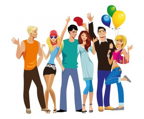 Trendy Young People Vector Illustration youth young people web vector unique ui elements trendy stylish quality original new interface illustrator illustration high quality hi-res HD happy guys group graphic girls fresh free download free eps elements download detailed design creative balloons   