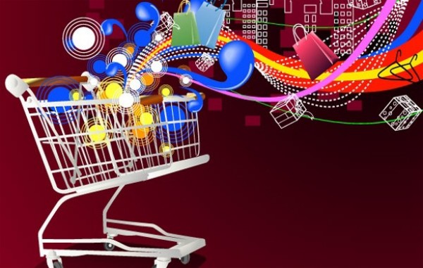 Festive Shopping Cart Abstract Vector Background web vector unique stylish shopping cart shopping bags shopping quality original illustrator high quality graphic fresh free download free festive eps ecommerce download design creative colorful city skyline city shopping city circles background   