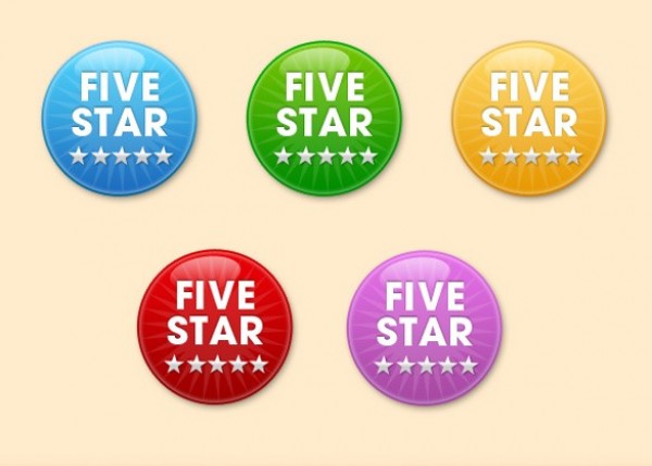 Glossy 5 Star Button Badges Set PSD web unique ui elements ui stylish simple round badge round quality original new modern interface hi-res HD glossy fresh free download free elements download detailed design creative clean badge 5 star button 5 star badge 5 star   