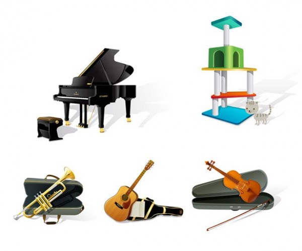 Detailed Musical Instruments Vector Icons Set web violin vector unique ui elements trumpet stylish quality piano original new musical music interface instrument illustrator icons high quality hi-res HD guitar graphic grand piano fresh free download free eps elements download detailed design creative cat scratch post case   