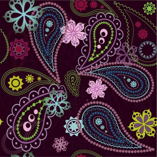Rich Vintage Paisley Floral Vector Pattern vintage vector unique swirls stylish retro quality pattern paisley original illustrator high quality graphic fresh free download free floral download dark creative background   