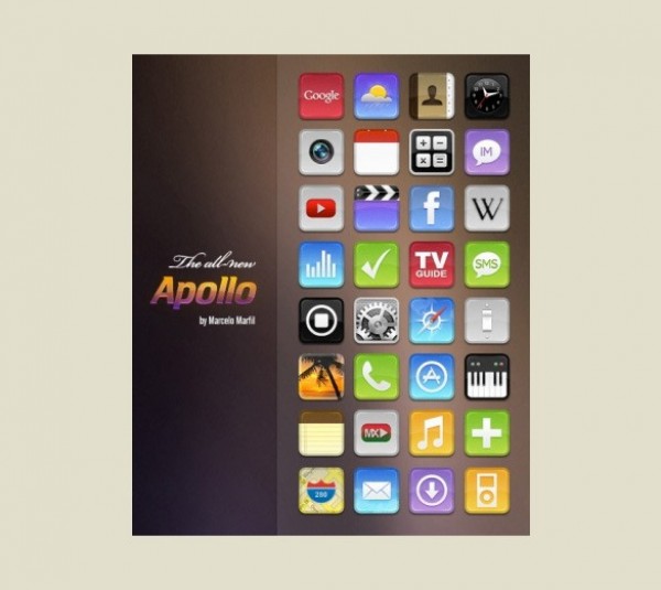 34 Colorful Apollo iPhone Icons Set PNG web unique ui elements ui stylish simple set quality original new modern iphone4 iphone interface icons hi-res HD fresh free download free elements download detailed design creative clean apollo icons apollo   