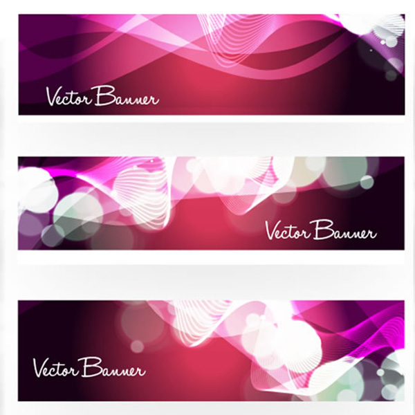 3 Bokeh Light Ripples Abstract Banners Set waves vector ripples pink light free download free bokeh banners background abstract   
