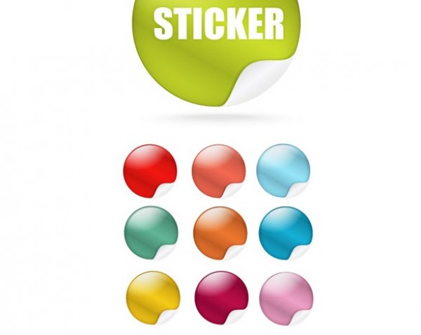 9 Colorful Curled Stickers Set PSD web unique ui elements ui stylish set round quality psd pack original new modern interface hi-res HD fresh free download free elements download detailed design curled sticker creative colors colorful clean   