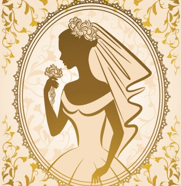 Bride Silhouette Frame Vector Illustration wedding web vintage vector unique ultimate ui elements stylish silhouette quality picture pack original new modern mirror image illustration high quality high detail hi-res HD graphic fresh free download free frame dress download detailed design creative bride bridal   