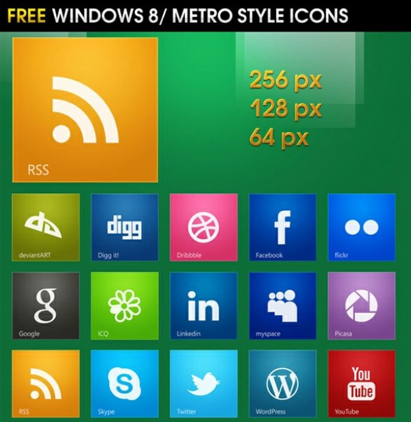 15 Windows Style Metro Social Media Icons Set windows 8 social icons windows 8 web unique ui elements ui stylish square social icons set social icons simple set quality png original new networking modern metro interface hi-res HD fresh free download free elements download detailed design creative colorful clean bookmarking   