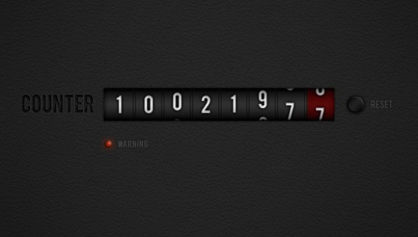 Dark Number Counter with Reset Button PSD web unique ui elements ui stylish reset button quality psd original numbers number counter new modern interface hi-res HD fresh free download free elements download detailed design dark creative counter clean black   