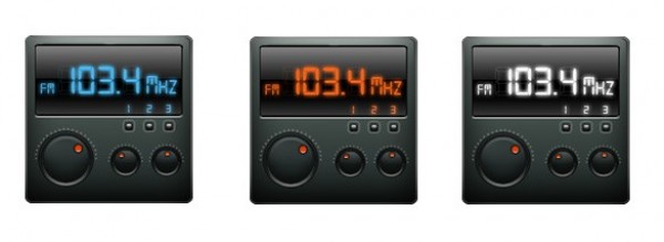 3 Dark Sleek Radio Icons Set PNG web unique ui elements ui stylish set radio icon radio quality png original new modern interface icons hi-res HD fresh free download free fm elements download detailed design creative control knobs clean   