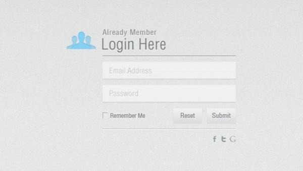 Sweet Clean UI Login Form PSD web unique ui elements ui submit stylish social share simple signin reset quality psd password original new modern minimal login light interface hi-res HD fresh free download free email elements download detailed design creative clean buttons   