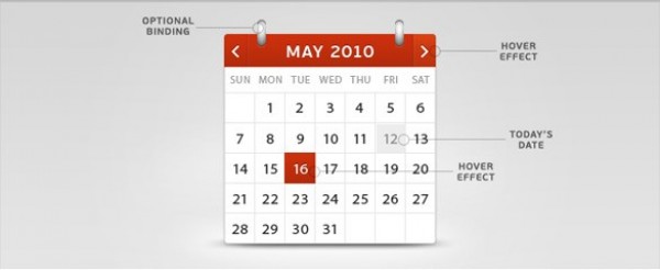 Red and White Web UI Calendar PSD white web unique ui elements ui stylish red quality psd original new modern interface hover hi-res HD fresh free download free elements download detailed design date creative clean calendar   