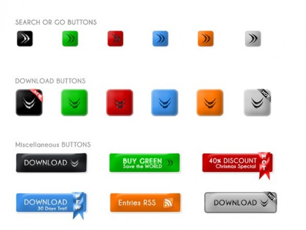 18 Unique Colorful Download Buttons Web 2.0 Set PSD web 2.0 web unique ui elements ui stylish shapes ribbons quality psd original new modern interface hi-res HD fresh free download free elements download buttons download detailed design creative clean   