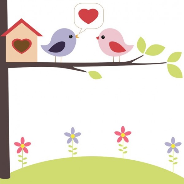 Birds in Love Cartoon Vector Illustration web vector unique ui elements tree stylish quality original new love interface illustrator high quality hi-res heart HD graphic fresh free download free flowers floral elements drawing download detailed design creative cartoon branch birds birdhouse background art abstract   