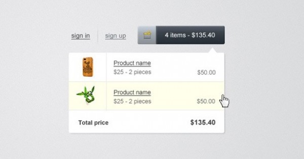 Tooltip Shopping Cart Product Overview PSD web unique ui elements ui total items tooltip stylish shopping cart quality psd products overview original new modern interface hover hi-res HD fresh free download free eshop elements ecommerce download detailed design creative clean   