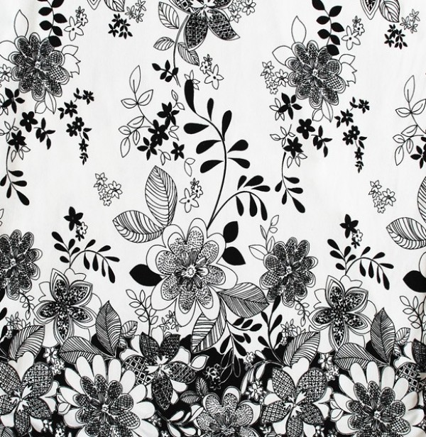 Exquisite Hand Drawn Floral Pattern JPG web unique stylish simple quality pattern original new modern jpg high resolution hi-res HD hand drawn fresh free download free flowers floral download design creative clean black and white background   