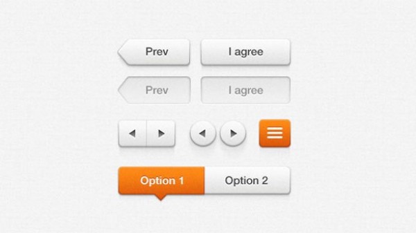 White Mini Web UI Elements Kit PSD white buttons white web unique ui set ui kit ui elements ui stylish set quality psd original orange options new modern list kit interface hi-res HD fresh free download free forward elements download detailed design creative clean buttons set buttons back   