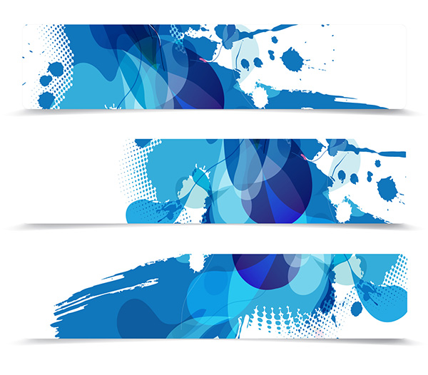 3 Bold Blue Abstract Vector Banners Set vector splatter halftone free download free dots business blue banners abstract   