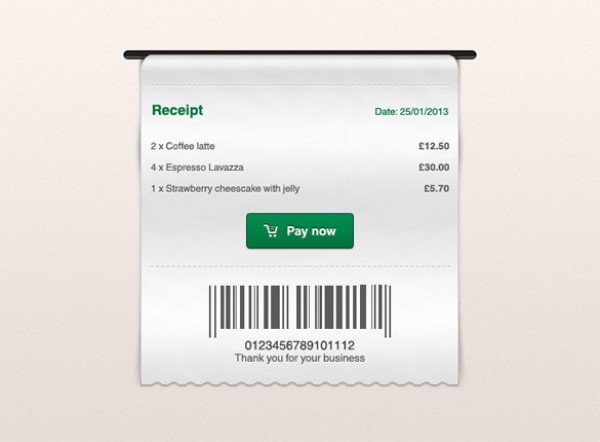 Immaculate Printed Sales Receipt Shopping Cart PSD web unique ui elements ui stylish slot shopping cart sales receipt sales receipt quality psd printed pay now original new modern interface hi-res HD fresh free download free elements download detailed design creative clean button barcode bar code   