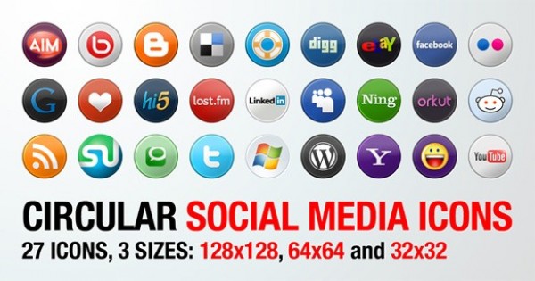 27 Amazing Round Social Media Icons Pack PNG web unique ui elements ui stylish social media set quality png pack original new networking modern interface icons hi-res HD fresh free download free elements download detailed design creative clean bookmarking   