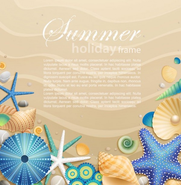 Summertime Beach Shells Vector Background web vector unique stylish starfish shells seashells sandy beach sand quality original new illustrator high quality graphic fresh free download free download design creative beach background   