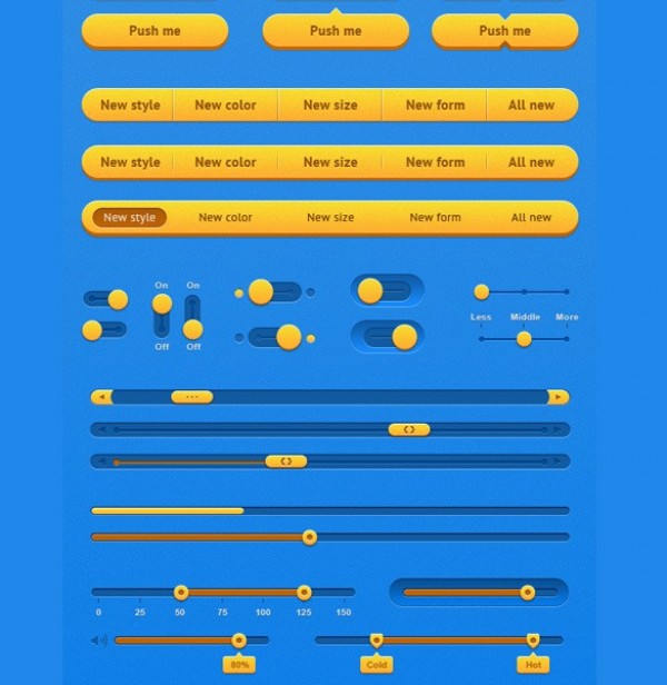 Exciting Bright Web UI Elements Kit PSD yellow web unique ui kit ui elements ui toggle stylish slider simple search bar quality original new navigation modern interface hi-res HD fresh free download free elements download detailed design creative clean buttons   