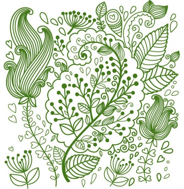 Hand Drawn Vintage Style Floral Vector Pattern web vintage floral pattern vintage vector unique ui elements stylish quality pattern original new interface illustrator high quality hi-res HD hand drawn green graphic fresh free download free floral art floral eps elements download detailed design creative background art abstract   