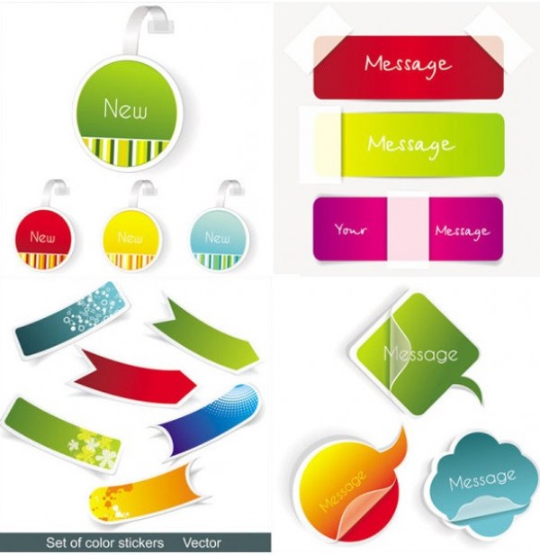 Quality Vector Sticker Elements Set web vector unique ui elements tag tab stylish sticky note stickers quality original note new message labels interface illustrator high quality hi-res HD graphic fresh free download free elements download detailed design curled sticker curled curl creative   