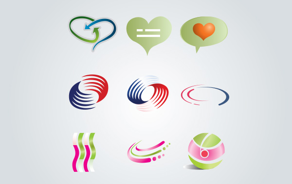 9 Motivating Vector Logotypes Logos Set vector symbols swirls social orb hearts free abstract   
