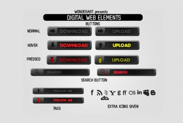 Digital Look Web UI Elements Pack PSD web upload button unique ui elements ui twitter stylish set quality psd pack original new modern interface icons hi-res HD fresh free download free elements download button download digital detailed design creative clean buttons   