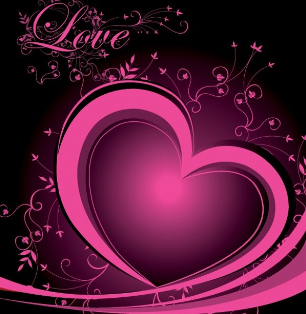 Lovely Pink Swirl Heart Vector Background web vector valentines unique swirls stylish romantic quality pink original love illustrator high quality heart graphic fresh free download free download design creative background   