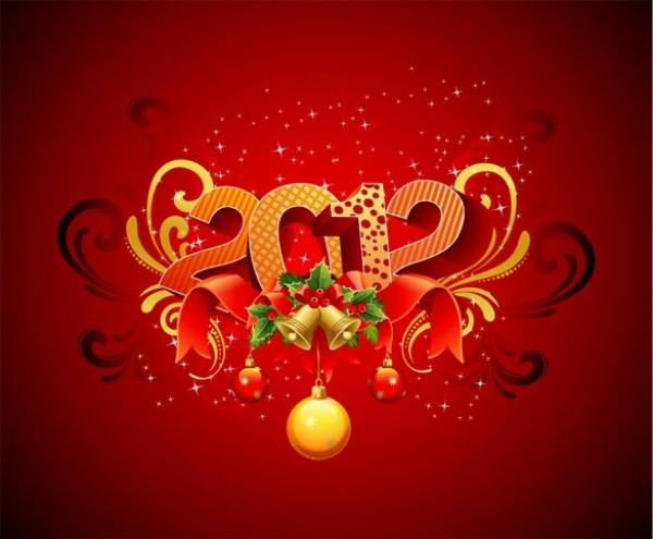 Creative 2012 New Year Abstract Vector Background web vector unique stylish red quality original new year mistletoe illustrator high quality graphic fresh free download free download design creative background abstract 2012   