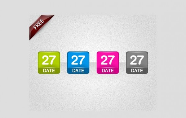 4 Simple Date Icons Set PSD web unique ui elements ui stylish quality psd original new modern interface icons hi-res HD fresh free download free elements download detailed design day date icons date creative clean blue   