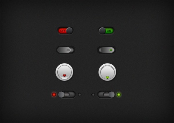 4 Styles On/Off Toggle Switches Set PSD web volume knob unique ui elements ui toggle switch toggle stylish set quality psd original on off switch on off on off new modern knob interface hi-res HD fresh free download free elements download detailed design creative clean   