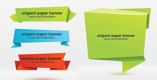 Colorful Paper Origami Banners Set vector set red paper origami banner origami labels green free download free folded colorful blue   
