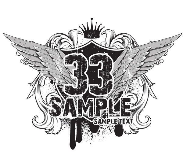 Grunge Heraldry Wings Vector Graphic wings vintage vector t-shirt heraldry grunge free download free crown   