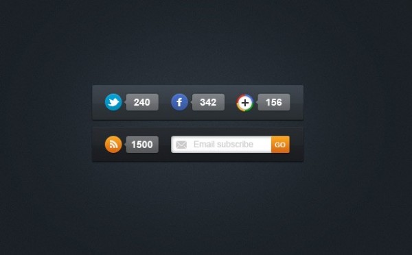 Attractive Social Media Sharing Buttons Set web unique ui elements ui tooltip subscribe stylish social sharing share quality psd original new networking modern media interface hi-res HD fresh free download free field email elements download detailed design dark creative counters connect clean box bookmarking   