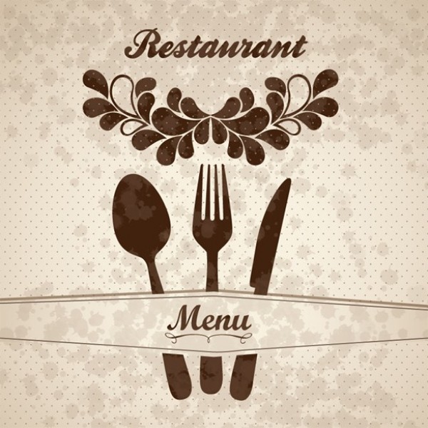 Vintage Floral Restaurant Menu Cover web vintage vector unique ui elements subtle stylish spoon simple retro restaurant menu quality pattern original new menu cover menu knife interface illustrator high quality hi-res HD graphic fresh free download free fork floral eps emblem elements download dotted detailed design cutlery creative cover   