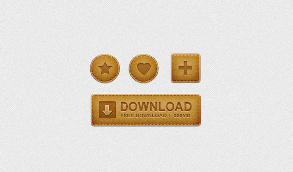 4 Soft Leather Web Buttons Set PSD web unique ui elements ui stylish stitched star button star set round rectangle quality psd plus button plus original new modern leather buttons leather interface hi-res heart button heart HD fresh free download free elements download button download detailed design creative clean   