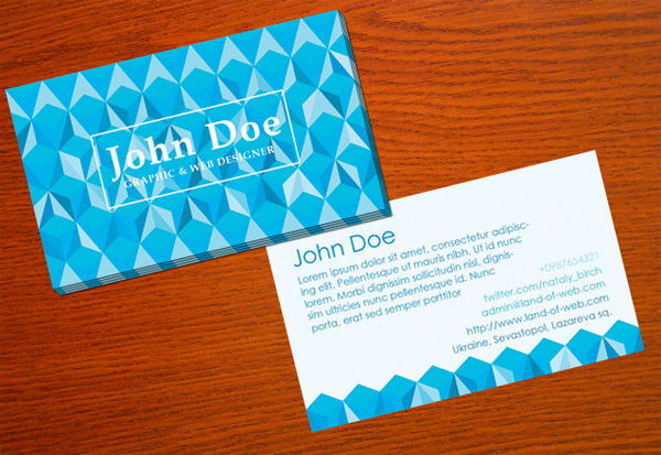 Blue Polygonal Business Card Template Set PSD web unique ui elements ui template stylish set quality psd polygonal original new modern interface hi-res HD front fresh free download free elements download detailed design creative colorful clean business card blue back abstract   