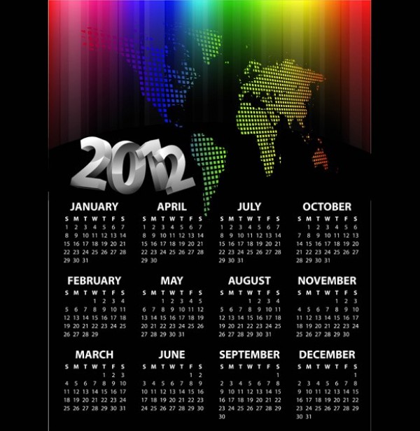 Colorful World Map 2012 Calendar year 2012 world map web vector unique stylish rainbow colors quality original new illustrator high quality grid world map grid map graphic fresh free download free download design creative colorful background abstract 2012 calendar 2012   