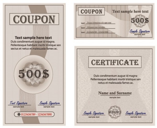 Classic Certificate Vector Templates Set web vector unique ui elements template stylish quality original new interface illustrator high quality hi-res HD graphic fresh free download free elements download detailed design creative certificate   