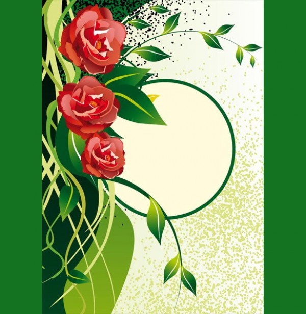 Green Nature with Roses Vector Background web vector unique ui elements text stylish roses quality original new nature leaves interface illustrator high quality hi-res HD green graphic fresh free download free flowers floral eps elements download detailed design delicate red roses creative circle frame background   