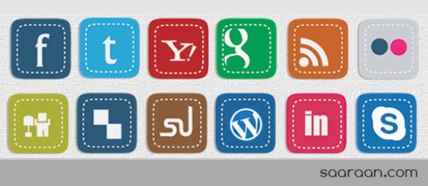 12 Patch Style Social Media Icons Set PNG web unique ui elements ui stylish stitched social set quality png patch original new networking modern interface icons hi-res HD fresh free download free elements download detailed design creative clean bookmarking   