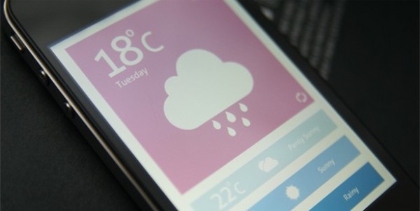 Smartphone Weather App Interface PSD web weather app weather vector unique ui elements ui stylish smartphone quality psd phone original new modern mobile iphone interface hi-res HD fresh free download free elements download detailed design creative clean app   