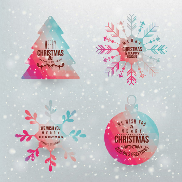 4 Colorful Christmas Vector Elements Set vector tree snowy snowflakes set ornament free download free christmas ball background   