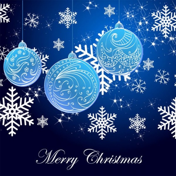 Blue Christmas Balls & Snowflakes Vector Background winter web vector unique stylish snowflakes snow quality ornaments original illustrator high quality graphic fresh free download free download design creative christmas blue balls background   