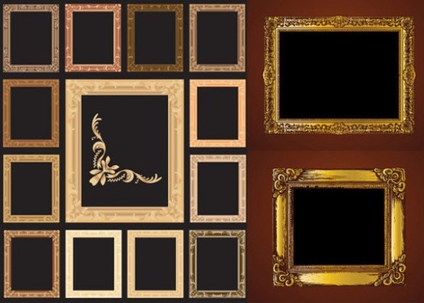 Elegant Gallery of Vector Frames web vector unique ui elements stylish quality photo original new interface illustrator high quality hi-res HD graphic gold gallery fresh free download free frames elements download detailed design decorative creative art   