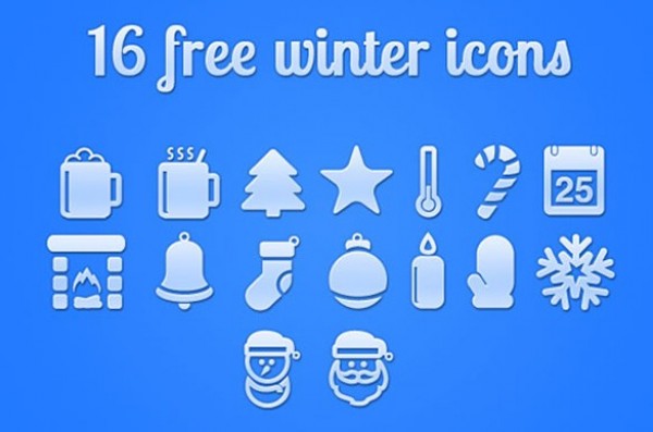 16 Winter Christmas PSD Icons Set winter web unique ui elements ui thermometer stylish steaming mug snowman snowflake set santa quality psd original new modern interface icons hi-res HD fresh free download free fireplace elements download detailed design creative clean christmas icons candle   