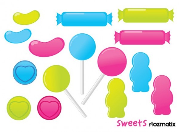 Sweet Candy Shaped Vector Stickers Set web vector unique ui elements suckers stylish stickers quality original new interface illustrator high quality hi-res HD gummy bears graphic fresh free download free elements download detailed design creative colorful candy shapes candy   