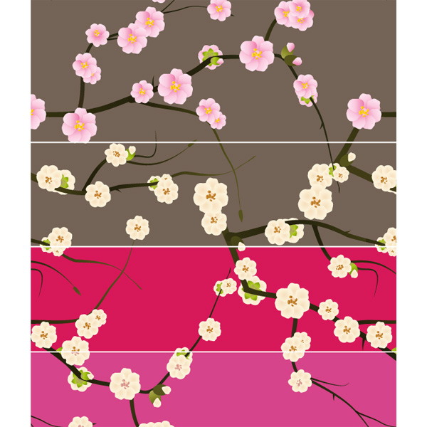 Spring Blossom Floral Vector Patterns web vector unique ui elements trees tree blossom pattern stylish spring tree spring blossom pattern spring quality pattern pat original new Japanese interface illustrator high quality hi-res HD graphic fresh free download free floral elements download detailed design creative branches blossoms background ai   
